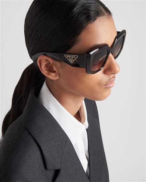 prada women's oversized plastic frame sunglasses|prada sunglasses with rhinestones.